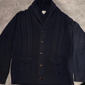 J. Crew Dark Blue Cable Knit Cardigan